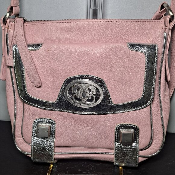 Sharif pink leather crossbody bag with silver-tone hardware - Picture 1 of 16